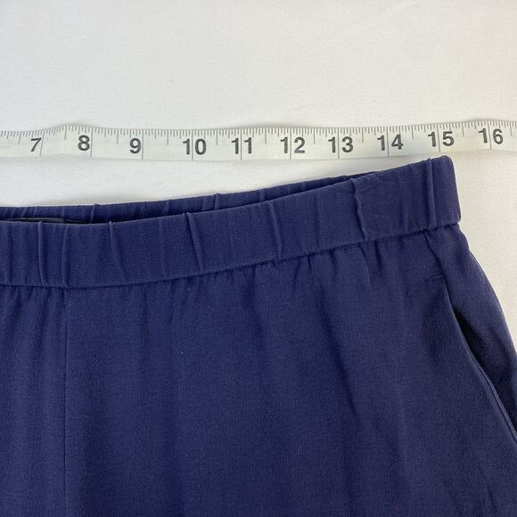 Eileen Fisher Pants Navy Blue Crepe Pull On Tapered Relaxed 100% Silk Size S/P - Picture 8 of 10